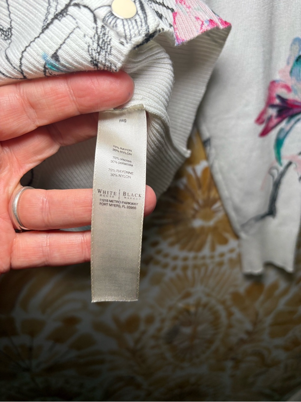 White House Black Market Floral Cardigan | Lightweight Button Front Sweater - Picture 4 of 12